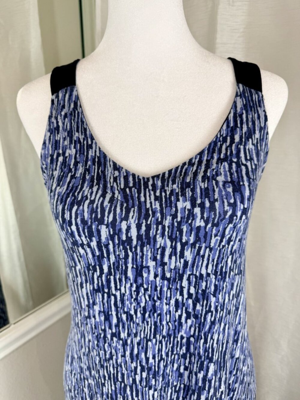 Donna Karan Sleepwear Blue Abstract Print Maxi Lounge Dress Pockets Women's L - Picture 11 of 16